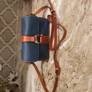Dooney And Bourke Blue & Brown Leather Crossbody Bag
